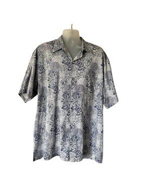 Tori Richard Mens Short Sleeve Floral Hawaiian Casual Shirt 2XT Blue